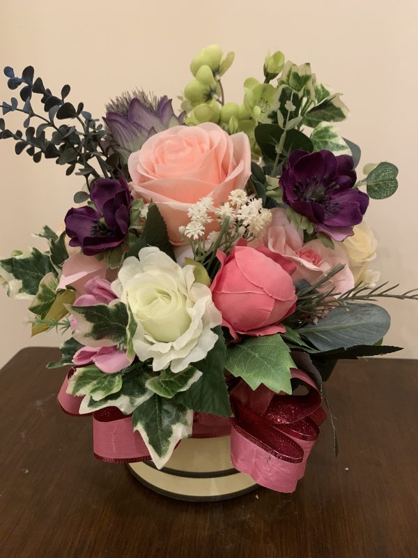 Vintage Rose Hatbox Arrangement.