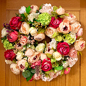 Large Hydrangeas & Roses Spring Wreath